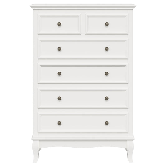RoyalCraft White 6 Drawer Dresser, Large Storage Chest with Ball Bearing Slide, Wide Chest of Drawers, Modern Wood Dresser for Bedroom, Living Room, Hallway, Entryway, White