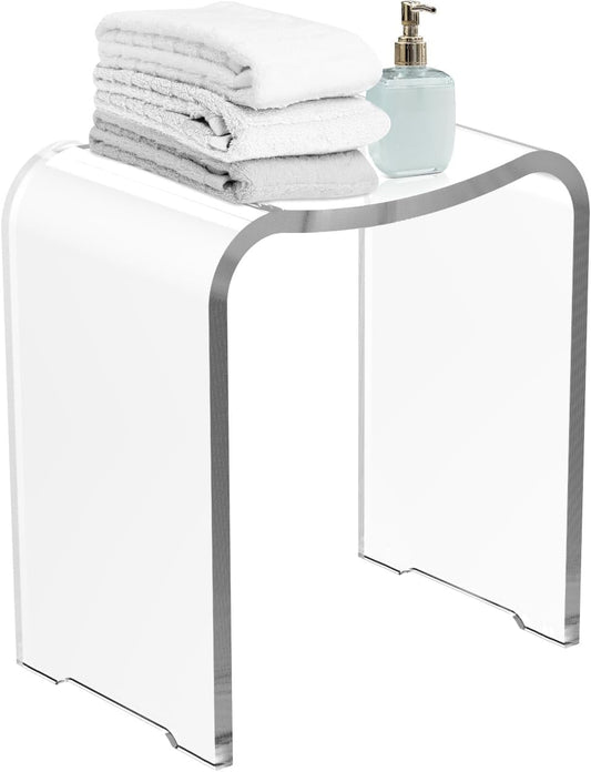 Royalcraft Acrylic Shower Bench, Clear Shower Stool for Inside Shower, Modern Shower Chair Bath Seat with Rounded Edge, 300lbs Weight Capacity