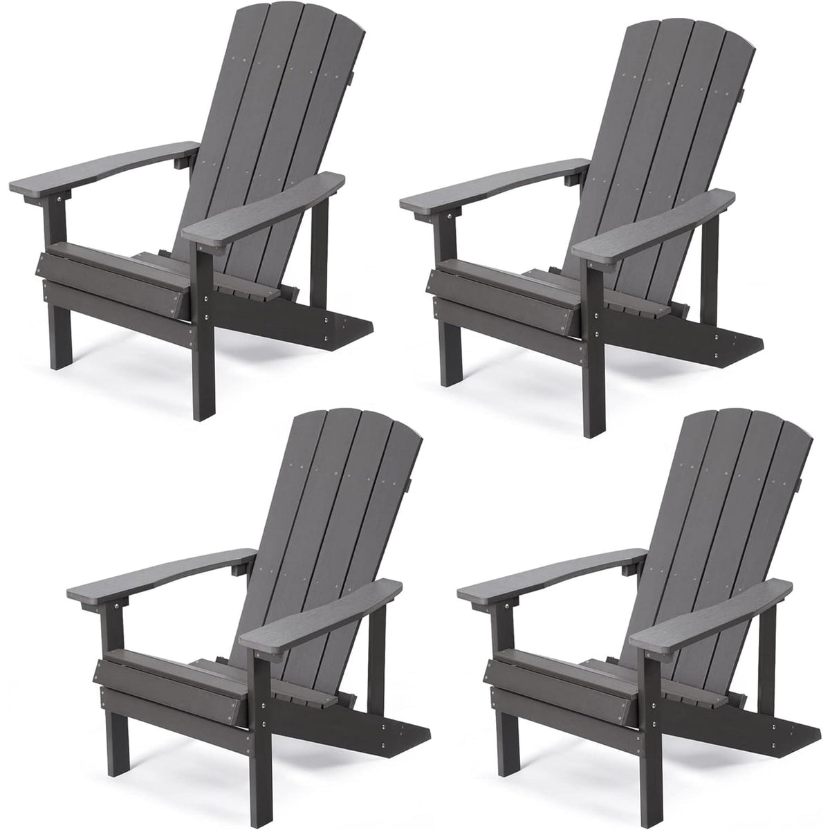Royalcraft Adirondack Chairs, Weather Resistant Hips Plastic Fire Pit Chairs, Modern Poly Adorondic Outside Chairs, 350 LBS Adirondack Chair for Easy Assembly, White