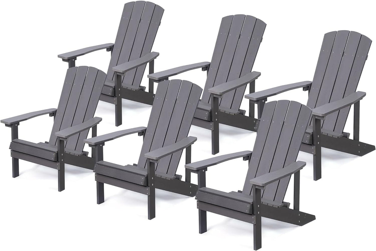 Royalcraft Adirondack Chairs, Weather Resistant Hips Plastic Fire Pit Chairs, Modern Poly Adorondic Outside Chairs, 350 LBS Adirondack Chair for Easy Assembly, White