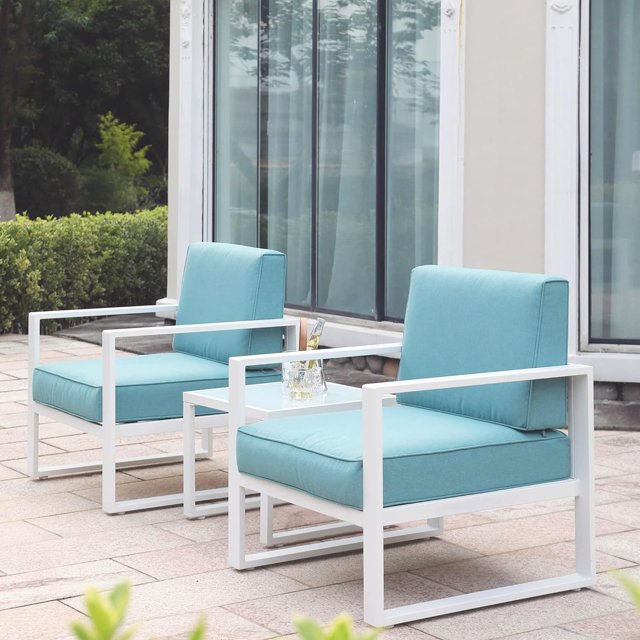 Royalcraft Aluminum Patio Furniture Set, All-Weather 7 Pieces Outdoor Couch Conversation Set Modern Metal Outdoor Sectional Sofa with Ottomans and Coffee Table