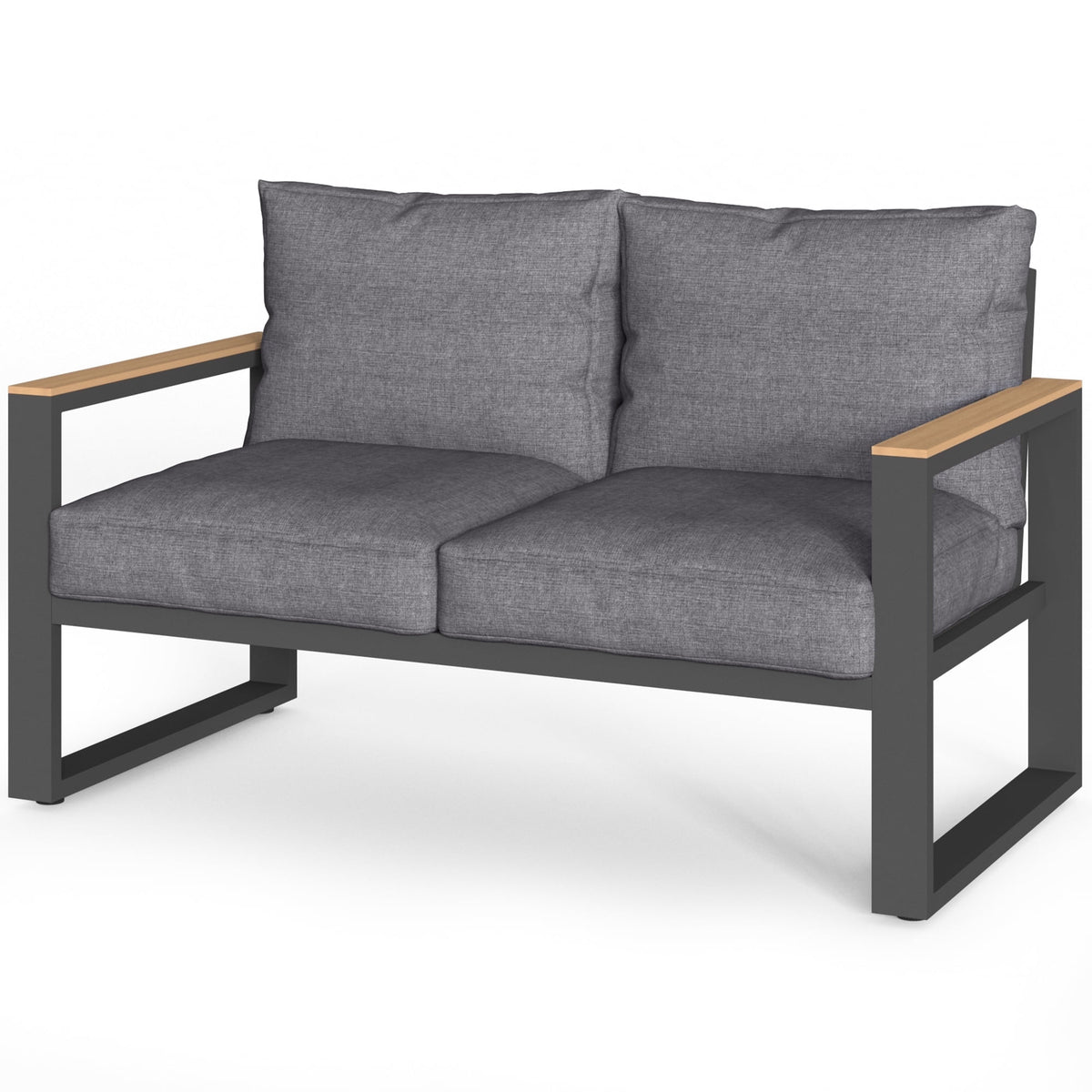 Royalcraft Aluminum Outdoor Loveseat, All-Weather Metal Patio Furniture Sofa, Patio Sofa Chair for Porch Backyard Garden, Grey