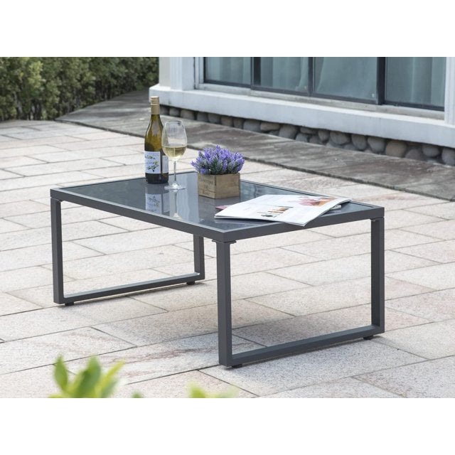 Royalcraft Aluminum Patio Furniture Set, All-Weather 7 Pieces Outdoor Couch Conversation Set Modern Metal Outdoor Sectional Sofa with Ottomans and Coffee Table