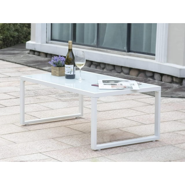 Royalcraft Aluminum Patio Furniture Set, All-Weather 7 Pieces Outdoor Couch Conversation Set Modern Metal Outdoor Sectional Sofa with Ottomans and Coffee Table