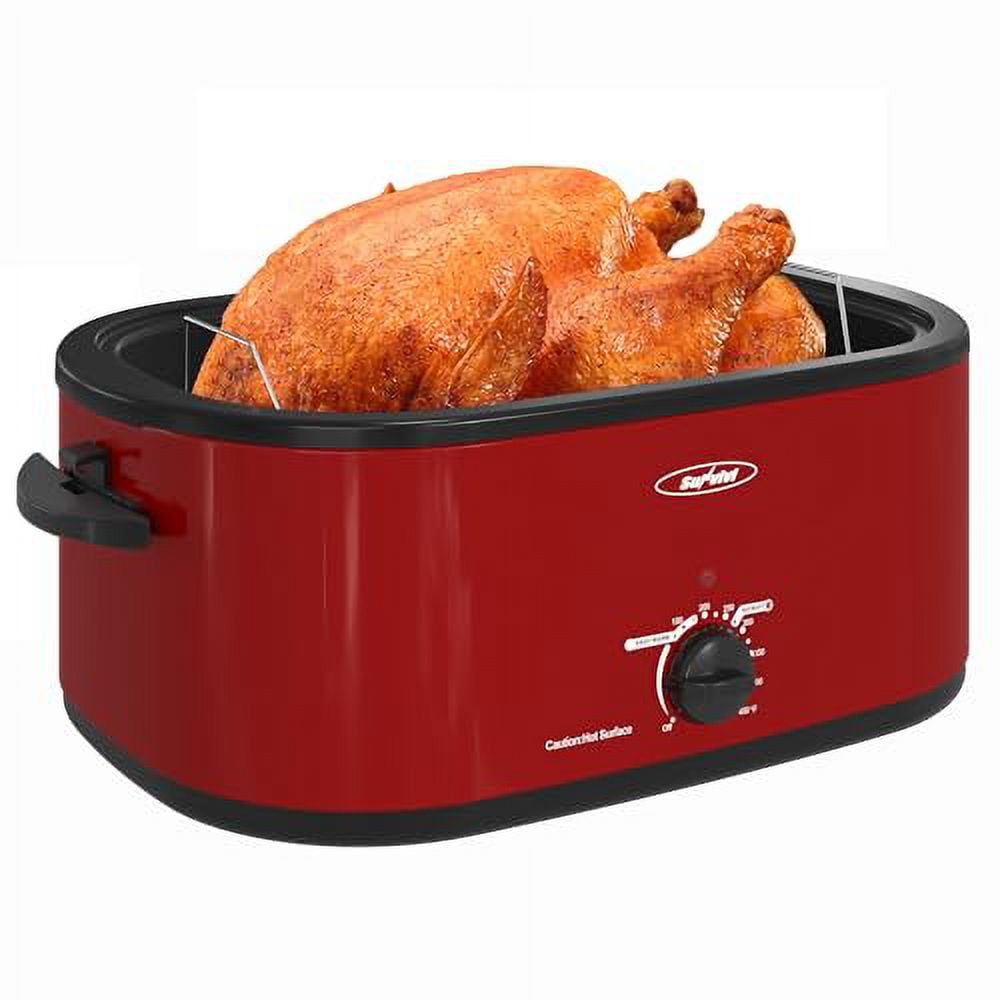 Royalcraft 26 Quart Electric Turkey Roaster Oven with Visible & Self-Basting Lid, Stainless Steel,Black