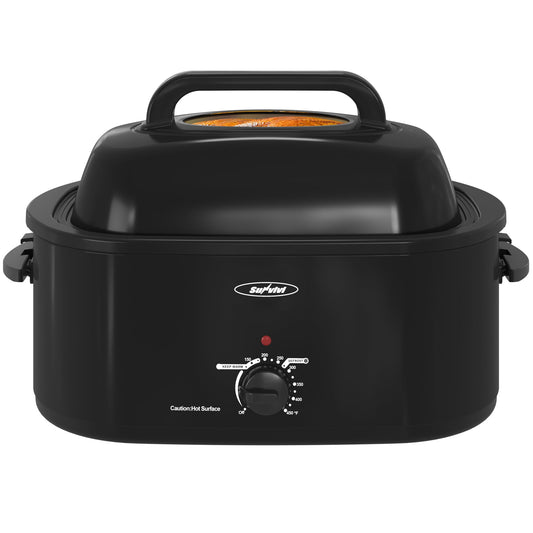Royalcraft 24 Quart Electric Turkey Roaster Oven with Visible & Self-Basting Lid, Stainless Steel