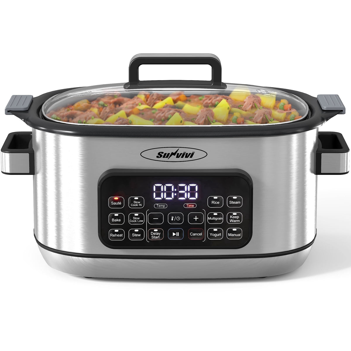 Royalcraft 6.5 Quart 12-in-1 Programmable Multi Slow Cooker, Food Warmer Pot with Digital Timer, Temp Control