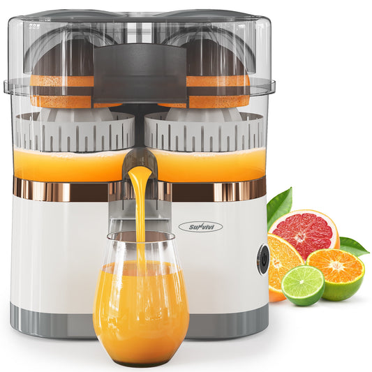 Royalcraft Dual-Head Electric Citrus Juicer, Plug-in Model Juicer Machine with Cleaning Brush, Portable Lemon Squeezer for Fresh Orange, Lemon, Lime, Kiwi, Grapefruit, Easy to Clean