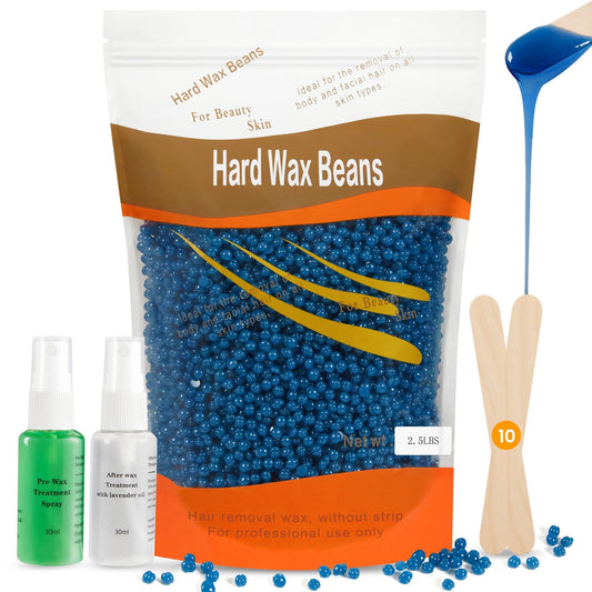 Royalcraft Hard Wax Beads for Hair Removal 2.5lb, Brazilian Bikini Hard Waxing Kit for Sensitive Skin, Perfect for Coarse Hair Full body Legs, Face and Underarms