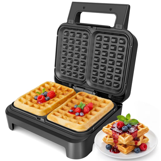 Royalcraft Nonstick Waffle Machine, 2 Slices Waffle Iron, Electric Breakfast Maker with Temp Control & Indicator Light, Easy to Clean, Black