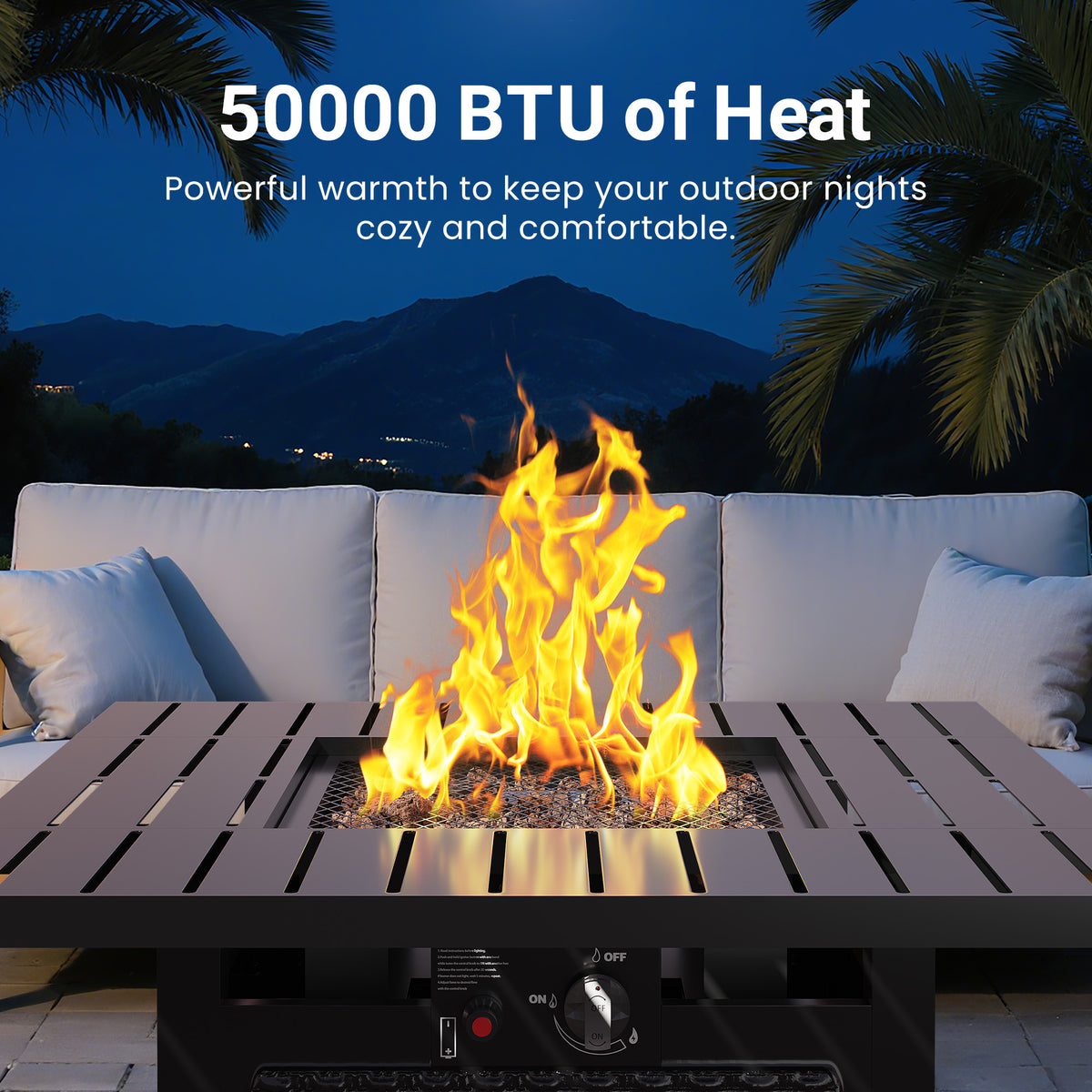 Royalcraft 2 in 1 Propane Fire Pit Table, 50000 BTU Gas Fire Pits Table with Removable Lid, Lava Rock and Cover, Square Fire Table for Dining or Party on Patio, Garden, Yard, 30'', Black