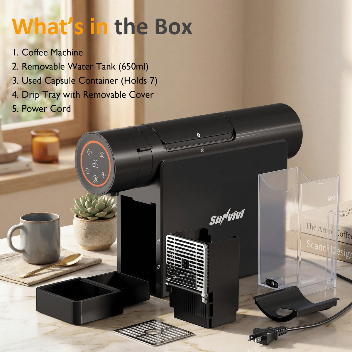 Royalcraft Espresso Pod Machine for Home, Capsule Coffee Maker for NS Original Pods, 20 Bar Single Serve Mini Pod Maker with 22oz Removable Water Tank, Adjustable Cup Tray for Home & Office, Black