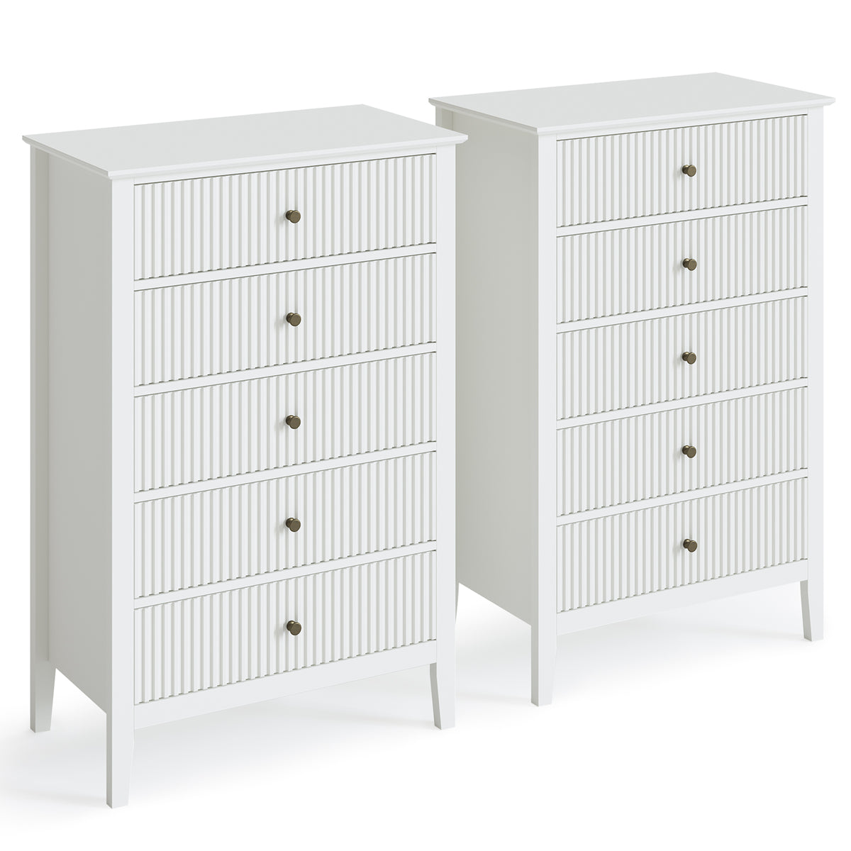 Royalcraft Dresser for Bedroom, Modern 5 Drawers Dresser with Silent Slide Drawers, Tall Chest of Drawers, Wood Storage Cabinet Organizer for Living Room, Nursery, Hallway, Entryway