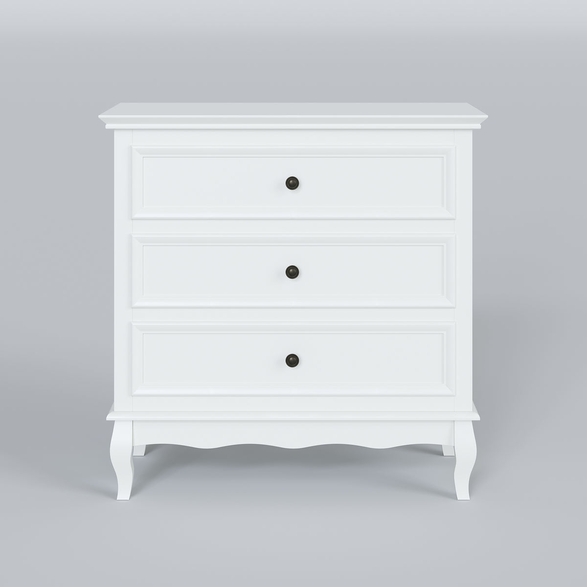 Royalcraft Dresser for Bedroom, Modern 3 Drawer Dresser with Solid Wood Legs and Painted Finish, White Chest of Drawers, Wooden Storage Closet Cabinet Organizer for Living Room, Nursery, Hallway
