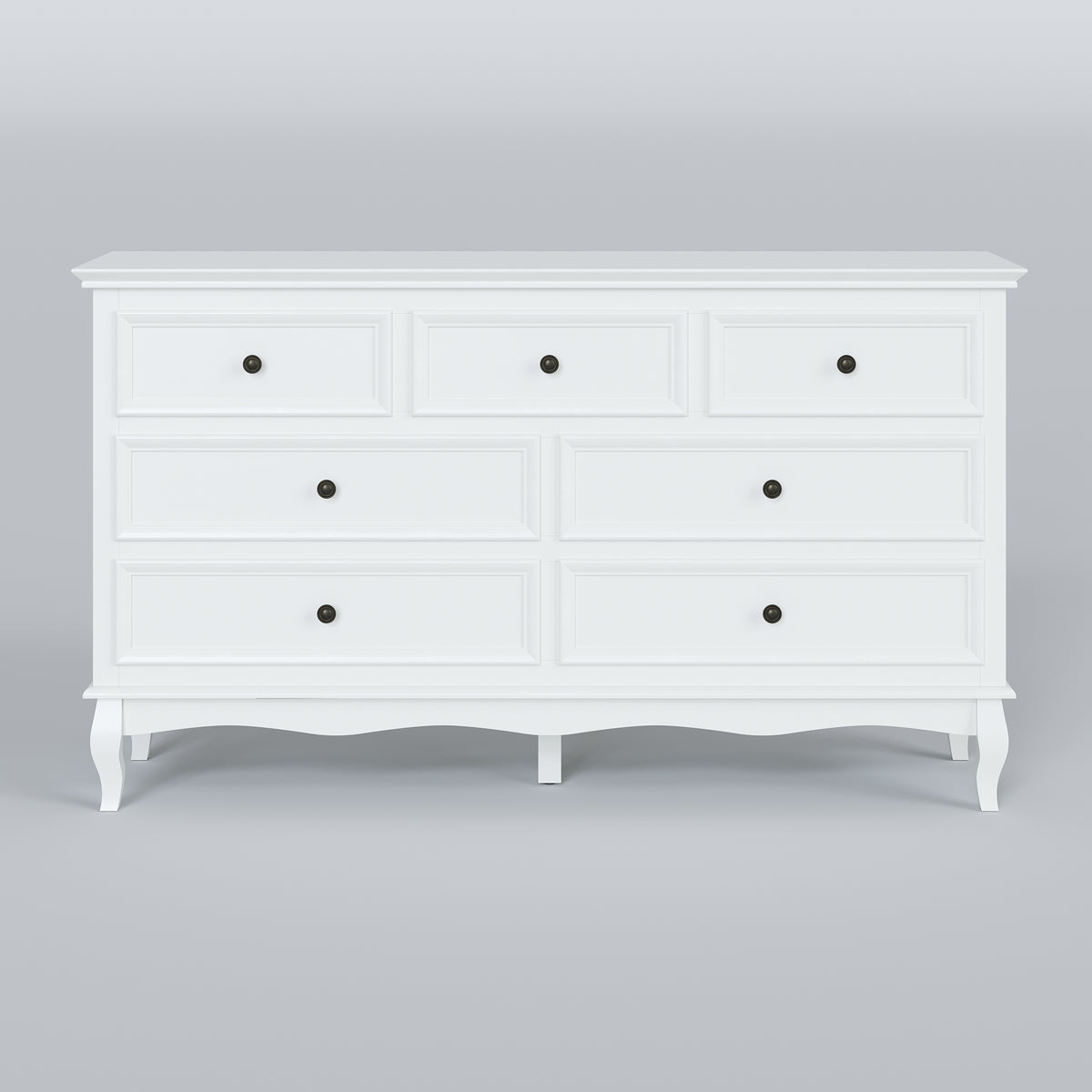 Royalcraft Dresser for Bedroom, Modern 7 Drawer Dresser with Solid Wood Legs and Painted Finish, White Chest of Drawers, Wooden Storage Closet Cabinet Organizer for Nursery, Living Room, Hallway
