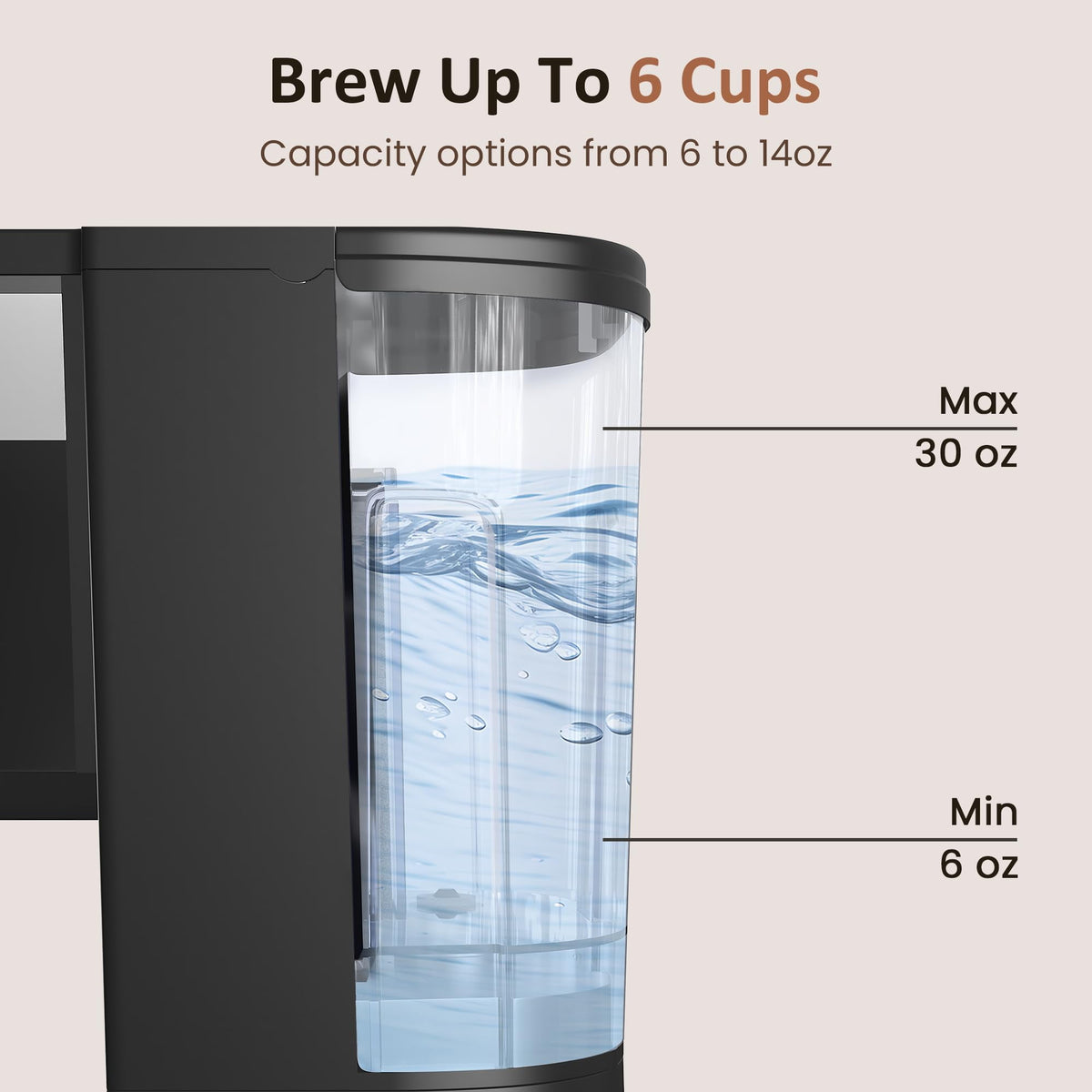 Royalcraft Single Serve Coffee Maker, Coffee Brewer with 3 Brewing Options for K Cup Pod or Ground Coffee, 30oz Removable Water Reservoir , Black