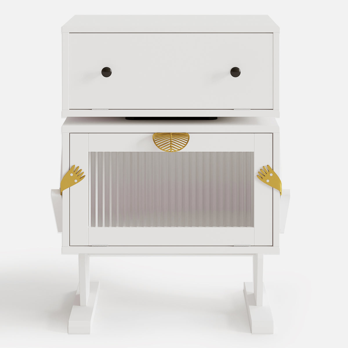 Nightstand with 360¡ã Rotating Drawer and LED Light Strip