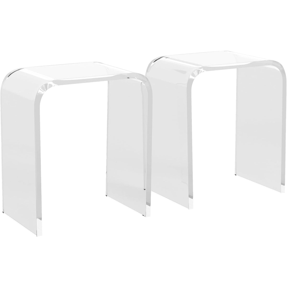 CozyHome Acrylic End Table, Contemporary Square Nightstand and Side Table, Clear Lucite Coffee Table with Waterfall Edges for Small Living Room, Bathroom, Bedroom and Office£¬2 Pcs