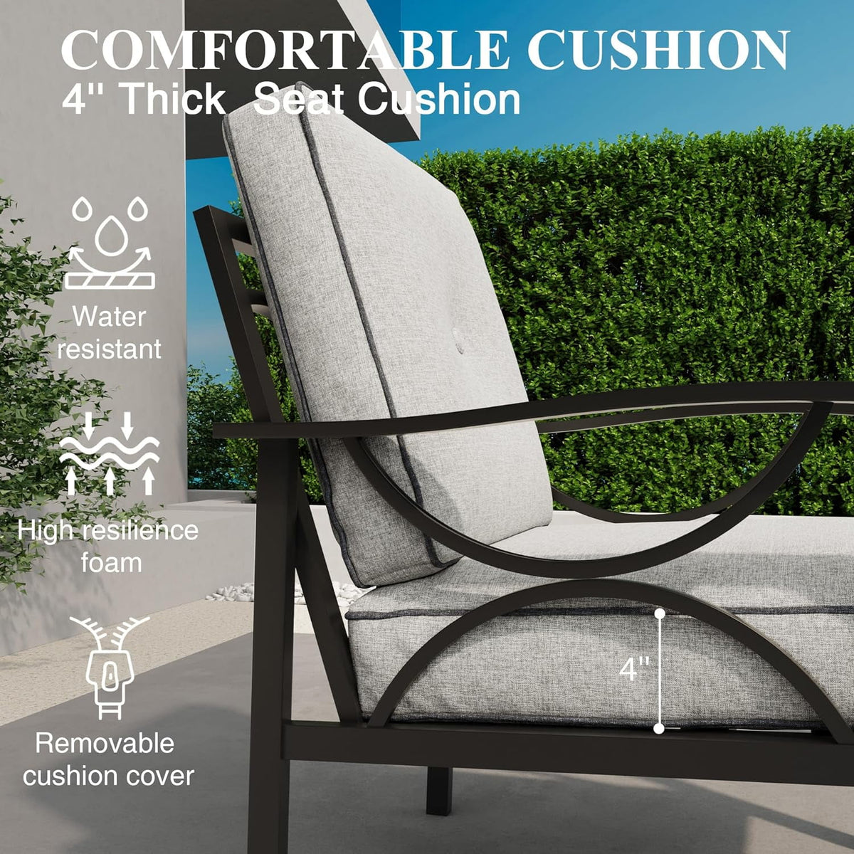 Royalcraft 5-Piece Steel Outdoor Conversation Sets with Coffe Table, Grey/Coffee