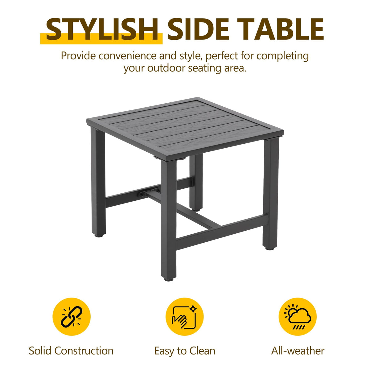 Royalcraft 3 Pieces Patio Bistro Set with Swivel Chair and Small Side Table, All Weather Rattan Chairs with Water-Resistant Cushions & Metal Frame, Outdoor Rocking Chairs, Grey