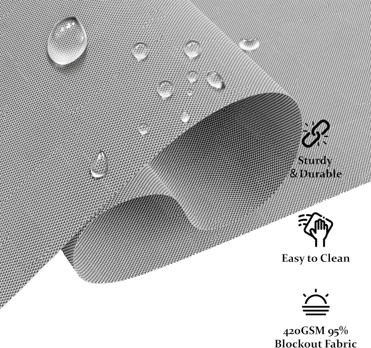 Royalcraft Cordless Outdoor Roller Sun Shade with Pole，6'Wx8'H 420GSM 95% Blockout Waterproof Outdoor Blinds Roll Up for Gazebo Porch, Deck, Pergola,Grey