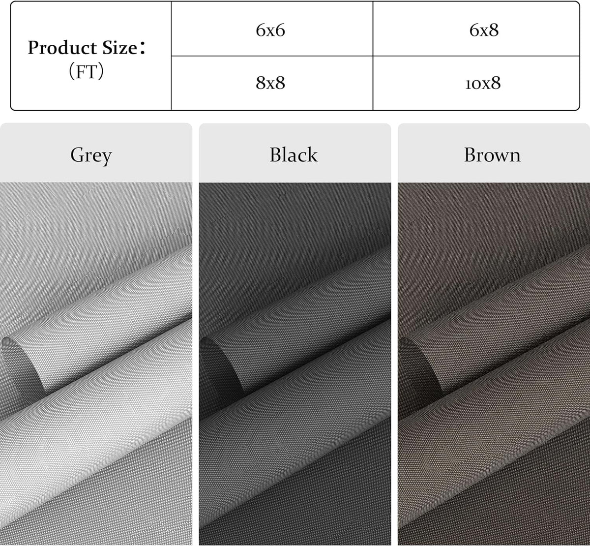 Royalcraft Cordless Outdoor Roller Sun Shade with Pole，6'Wx6'H 420GSM 95% Blockout Waterproof Outdoor Blinds Roll Up for Gazebo Porch, Deck, Pergola,Brown