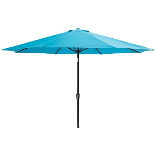Mayincolor Large Outdoor Patio Umbrella with Push Button Tilt/Crank, Patio Table Umbrella with 8 Sturdy Ribs, 11 ft Outdoor Umbrella for Backyard, Pool, Deck, Market, Blue