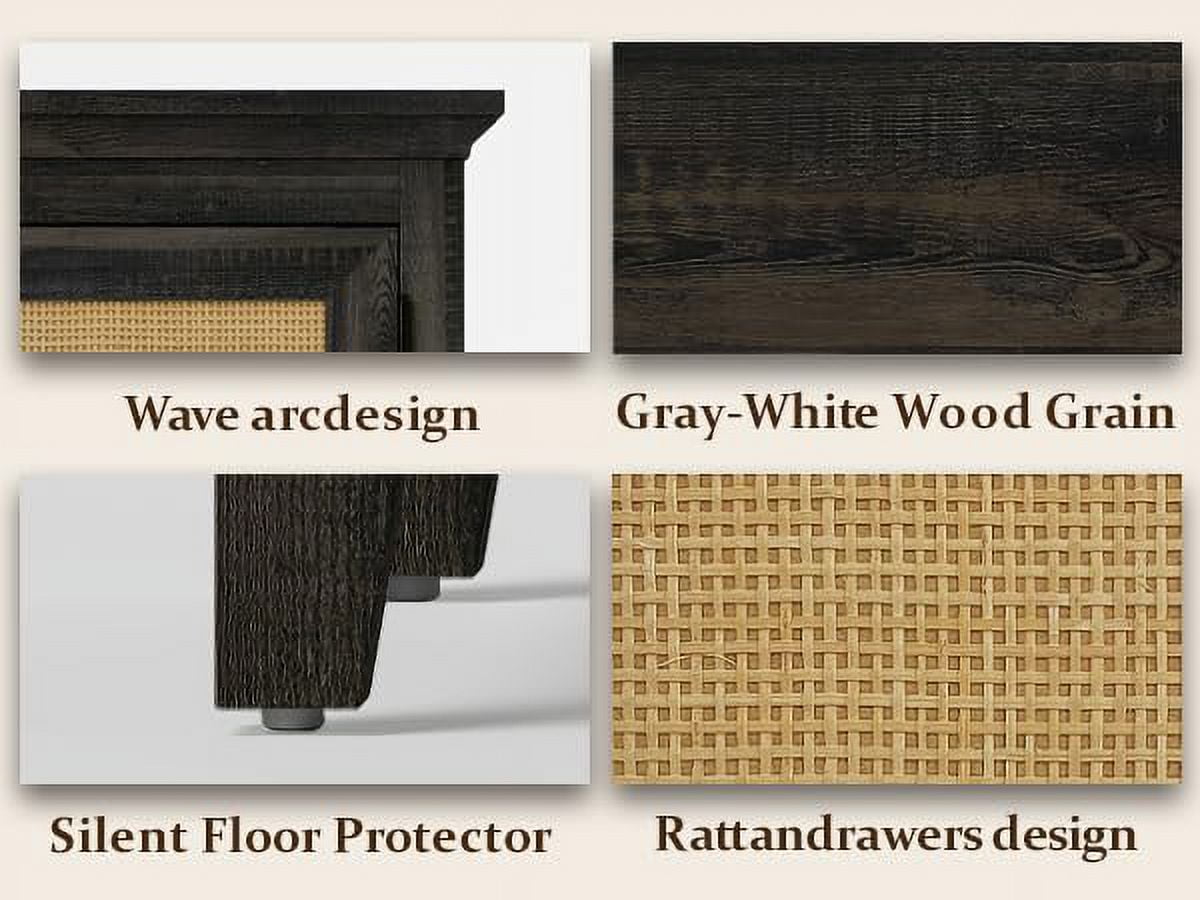 RoyalCraft Storage Cabinet, Kitchen Sideboard Cabinet with Rattan Decor Doors, Accent Buffet Cabinet with Adjustable Storage Shelf, Wood Cabinet Organizer, Coffee