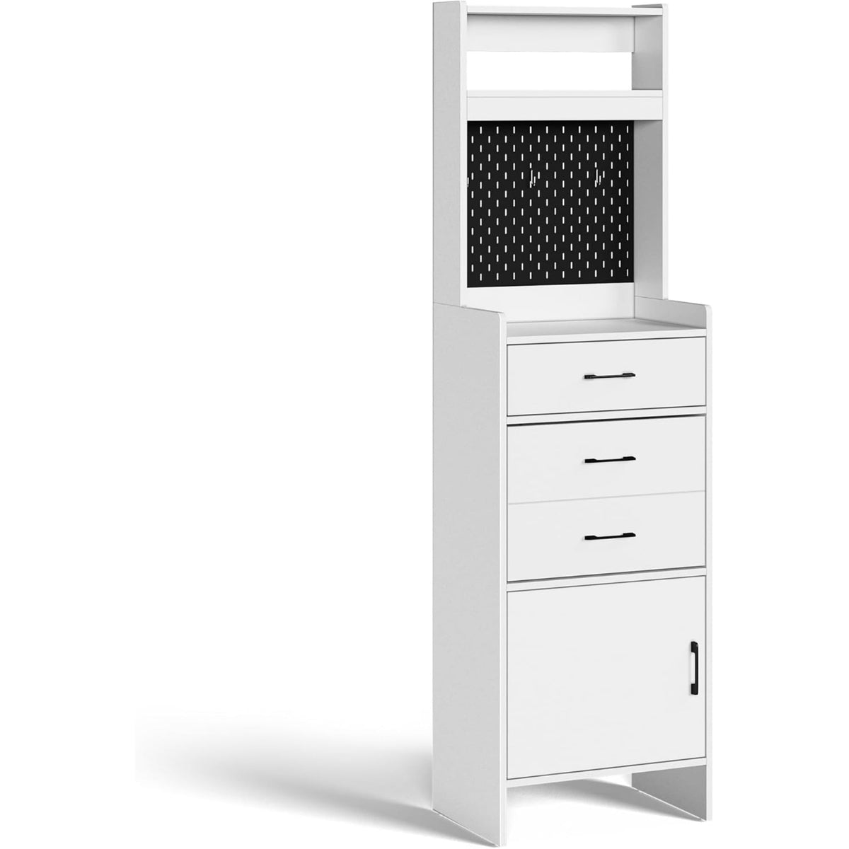 CozyHome 5-in-1 Shoe Cabinet with Flip Drawer, Entryway Shoe Storage with Pegboard, Adjustable Shelf, Wood Entryway Cabinet, White