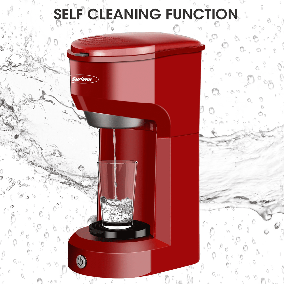 Single Serve Coffee Maker Coffee Brewer 6 to 14 oz With Permanent Filter, Compatible with Single Cup Pod & Ground Coffee, Red