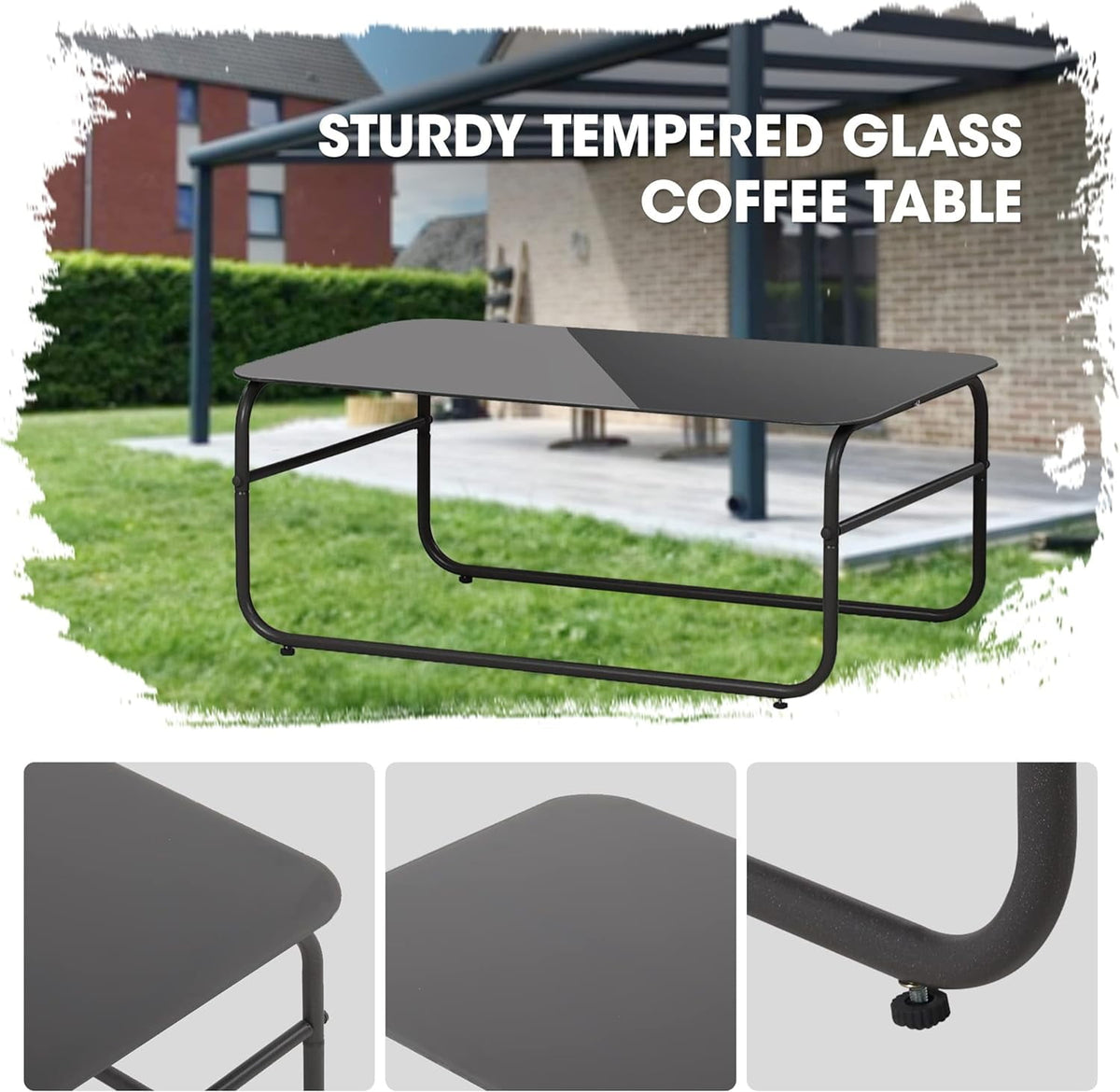 Royalcraft Aluminum Patio Furniture, Outdoor Metal Patio Furniture Conversation Set with Coffee Table, Outside Patio Sofa Sets with Cushion for Balcony Backyard Garden, Beige