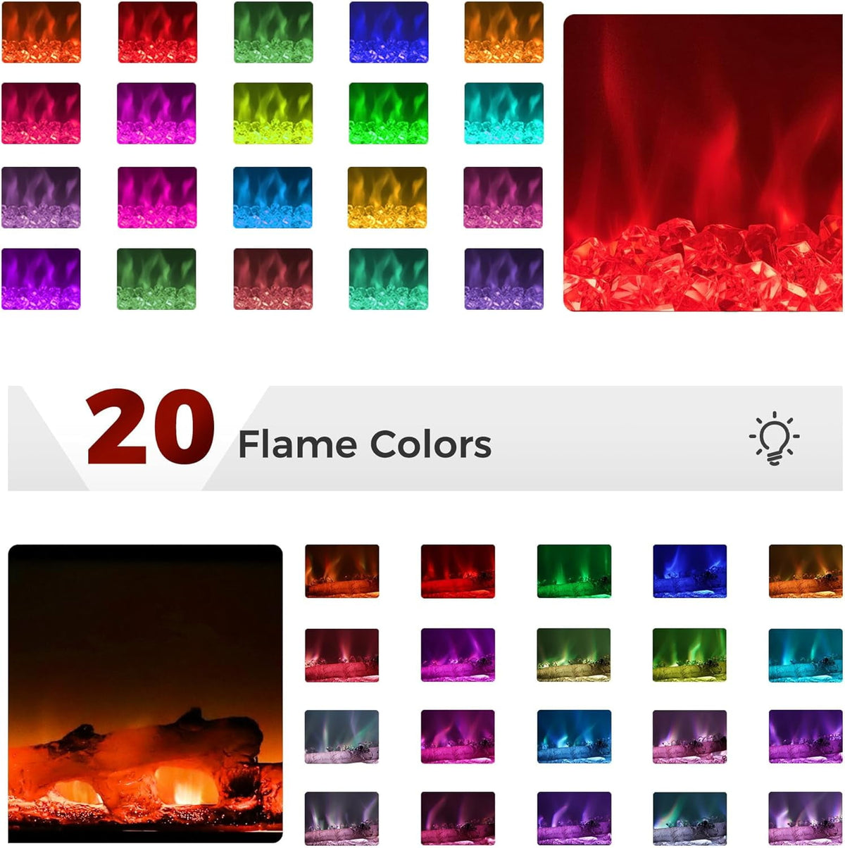 60 inches Electric Fireplace, Recessed and Wall Mounted Fireplace, Adjustable 20 Flame Colors and 5 Speeds, Remote Control & Touch Screen with Timer, Linear Fireplace W/Thermostat, Black