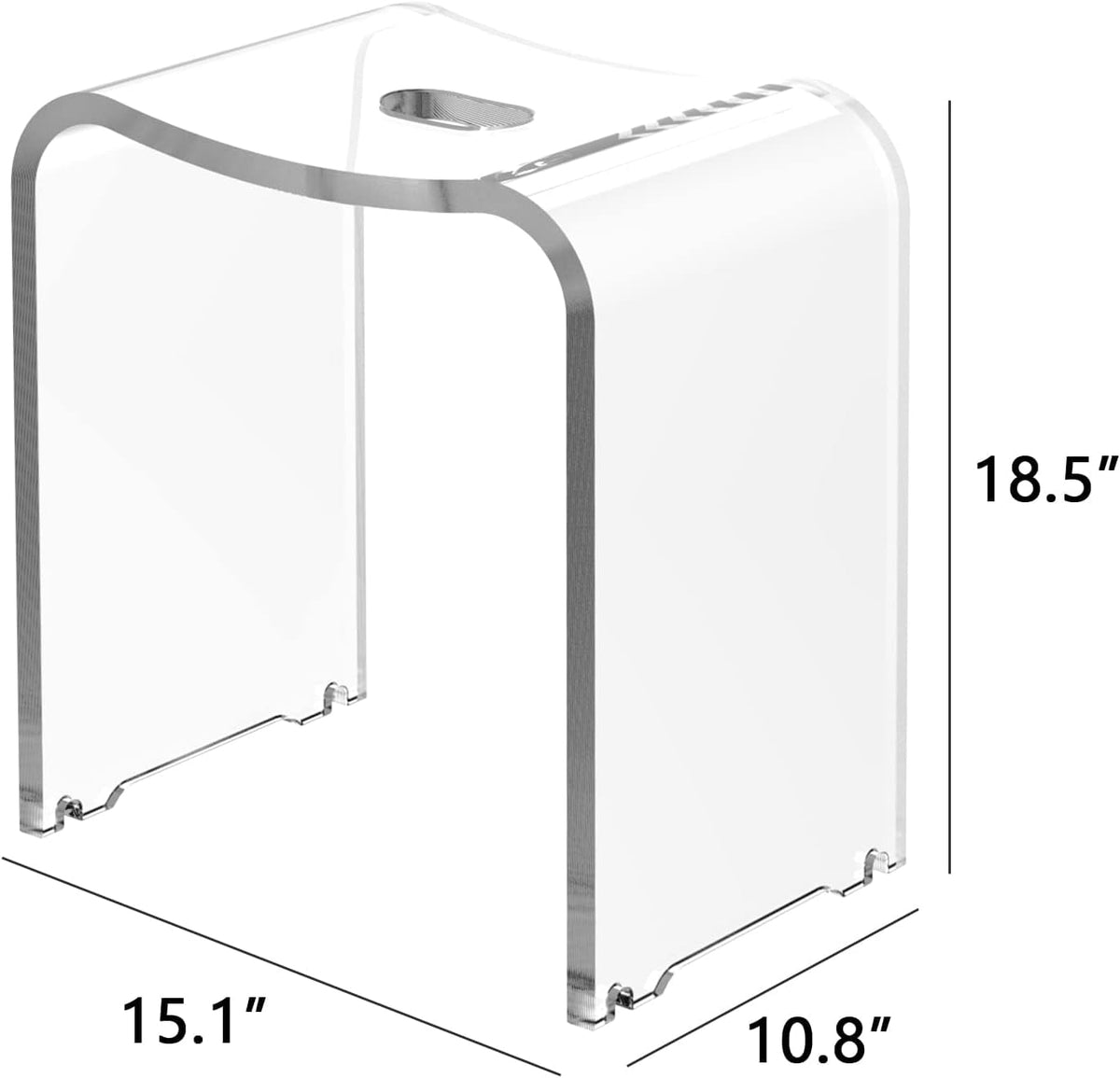 CozyHom Acrylic Shower Stool, Modern Shower Bench with Curved Seat & Water Leaking Hole, Shower Stool for Inside Shower with Anti-Skip Feet & 300LBS Weight Capacity