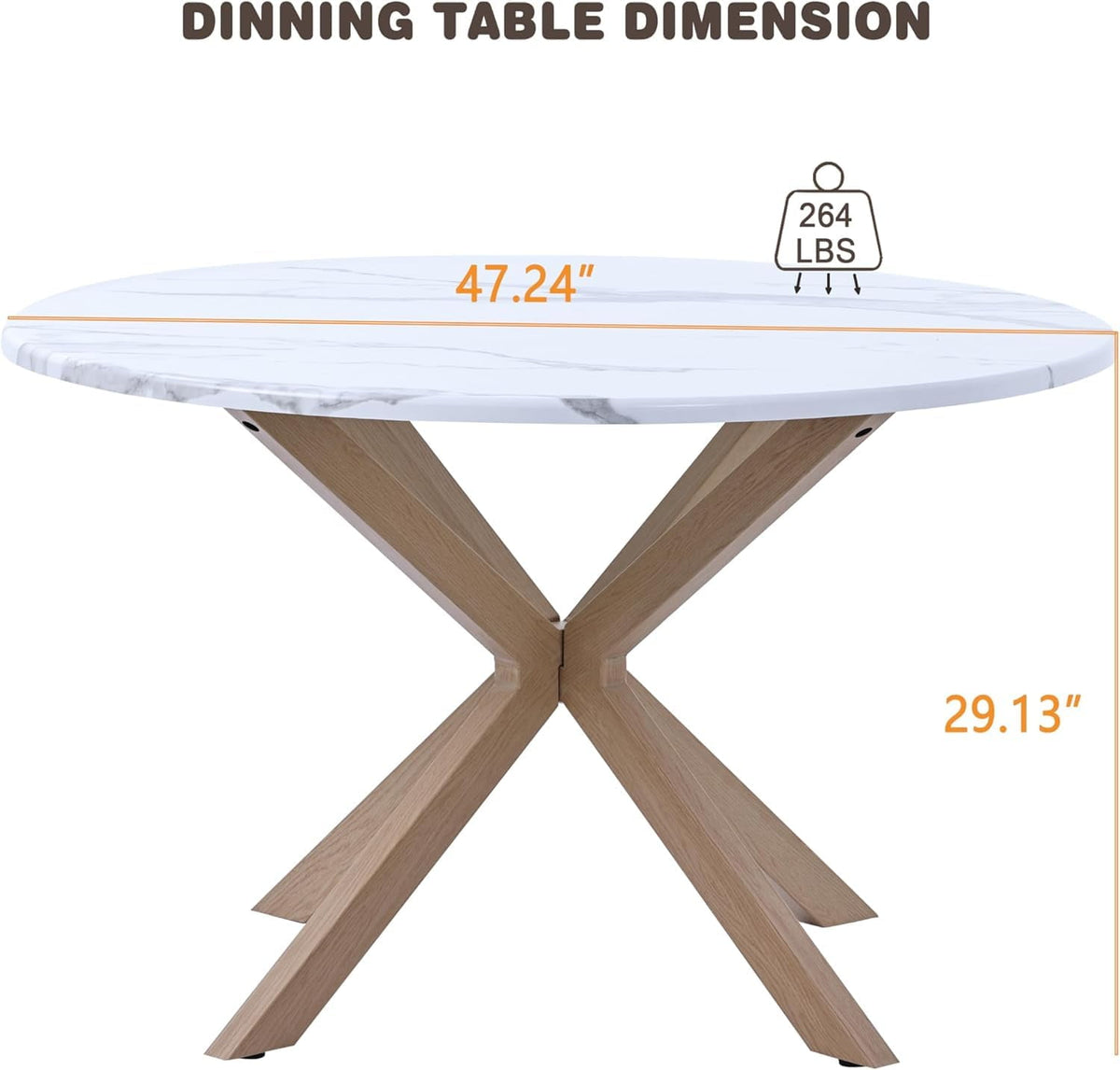 Royalcraft 47" Round Dining Table, Mid Century Modern Table for 4-6 Person，White