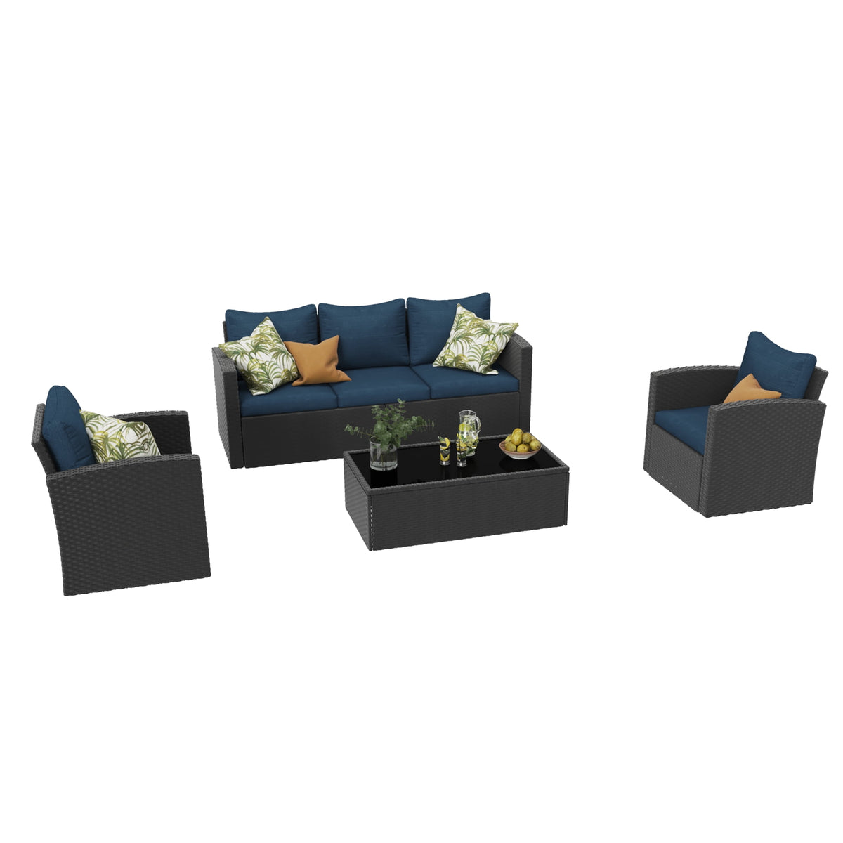 Royalcraft 6 Pieces Patio Furniture Set, All Weather PE Wicker Rattan Outdoor Sectional Sofa with Storage Box and Cushion, Outdoor Furniture for Lawn Backyard Poolside Porch