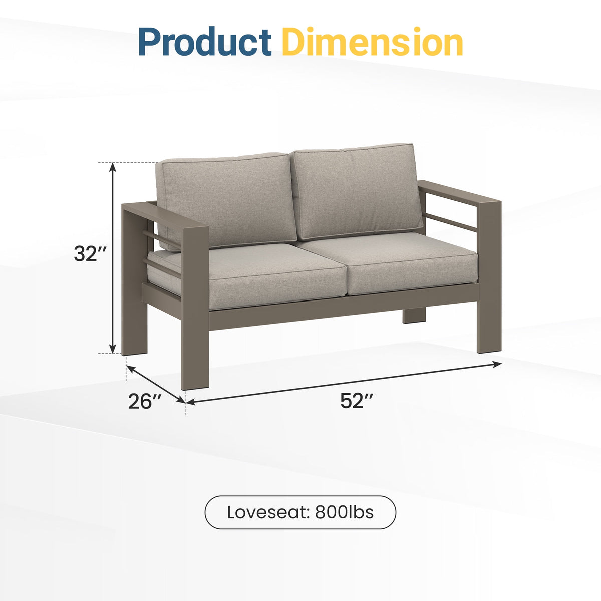 ROYALCRAFT Patio Furniture Metal Loveseat, Metal Outdoor Chairs with Upgraded Cushions, All-weather Outdoor 2 Seats Sofa Couch for Balcony, Garden, Deck, Backyard, Beige