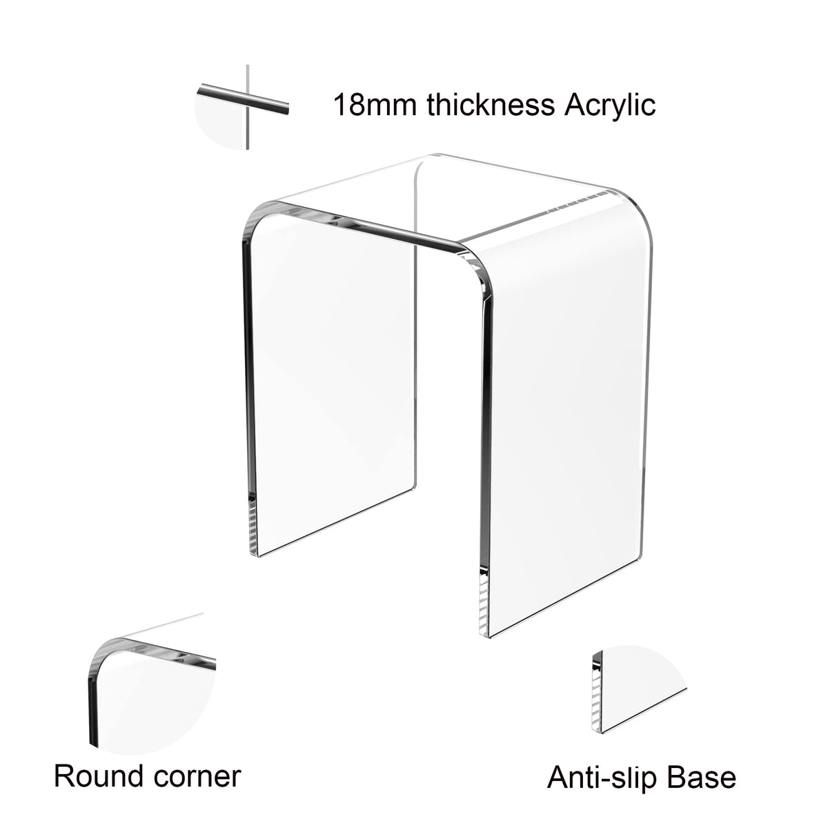 Superjoe 2 Pcs Side Table,Simple Design Acrylic End Table,15 mm Thick Nightstand,16x12x18 inches,Clear