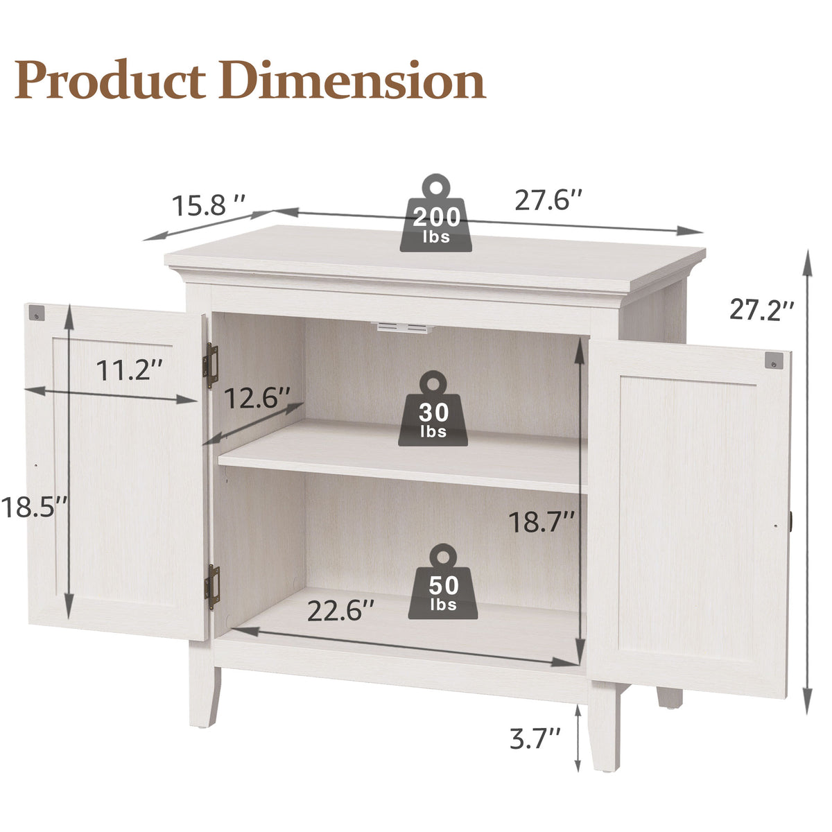 Storage Cabinet, Kitchen Sideboard Cabinet with Rattan Decor Doors, Accent Buffet Cabinet with Adjustable Storage Shelf, Wood Cabinet Organizer for Hallway, Dining Room, Living Room