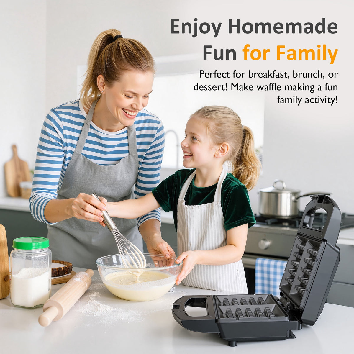 Royalcraft Electric Belgian Waffle Maker, 2 Slices Waffle Iron, Nonstick Plates, Indicator Light, Cool Touch Handle, Vertical Storage, Easy to Clean, Silver