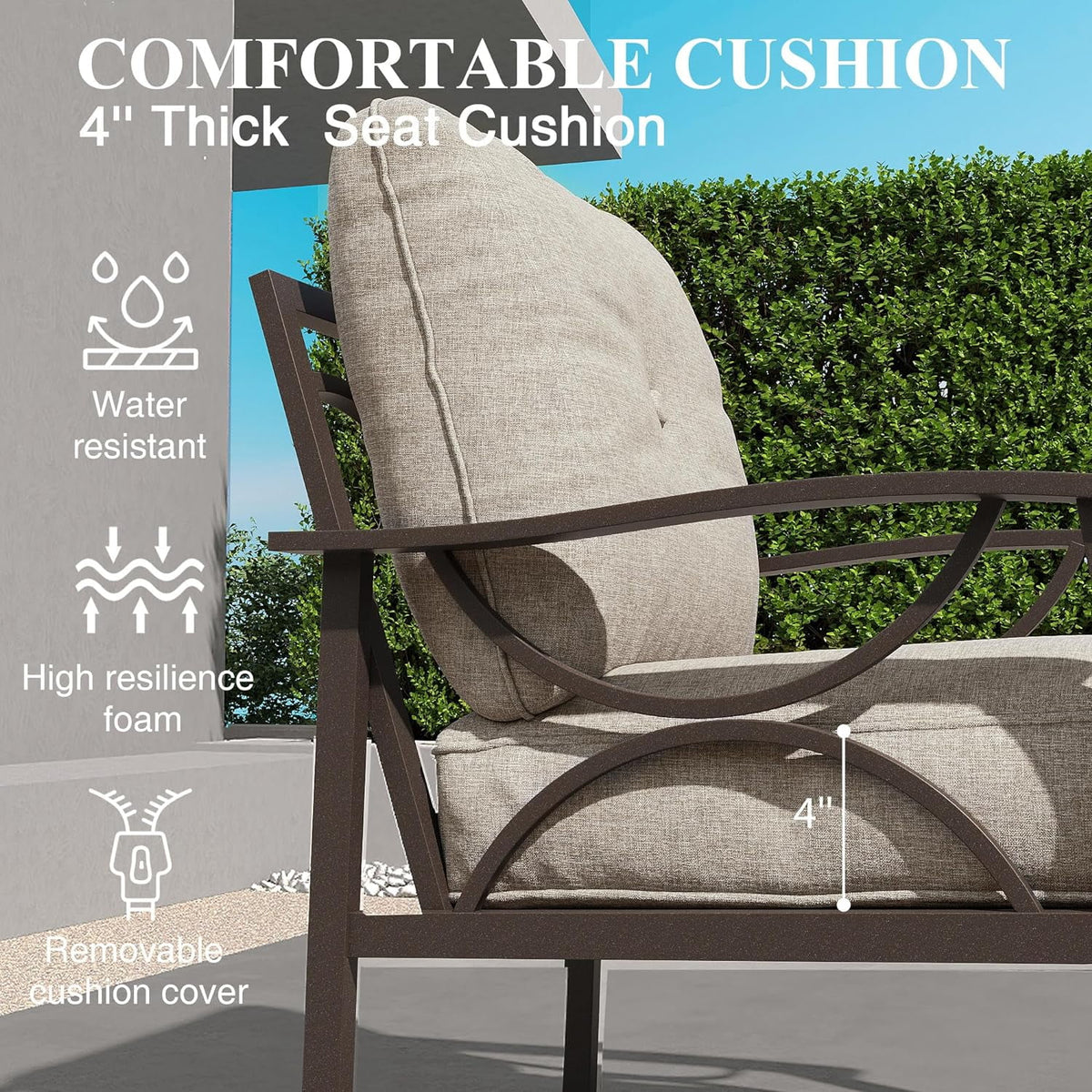 Royalcraft Outdoor Patio Furniture Set, 4 Piece Patio Conversation Set with Coffee Table, Metal Furniture Set for Porch Backyard Garden, Coffee