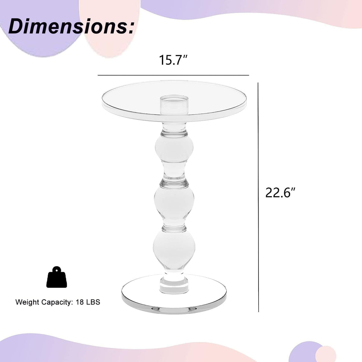 Royalcraft Acrylic Side Table, Small Gold Coffee Table with Brushed Brass Metal, Round Acrylic End Table  for Living Room Office