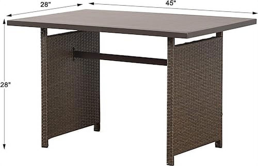 Royalcraft 9-Piece Patio Furniture with Waterproof Outdoor Coffee Table, 73 Gallon Storage Box, Lightweight Aluminum Frame, All-Weather Wicker Rattan,Brown Wicker and Dark Grey Cushion