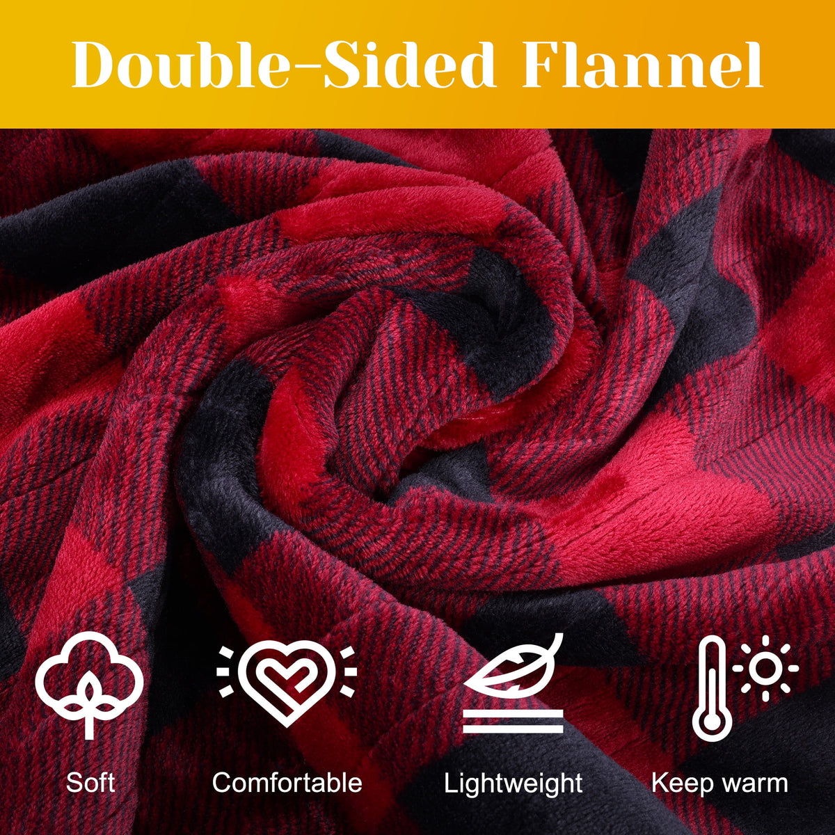 RoyalCraft Heated Blanket 50" x 60", Heating Electric Throw Blanket, 10 Heat Settings, 12 Hours Auto Off, Machine Washable, ETL Certified, Overheating Protection, Black & Red