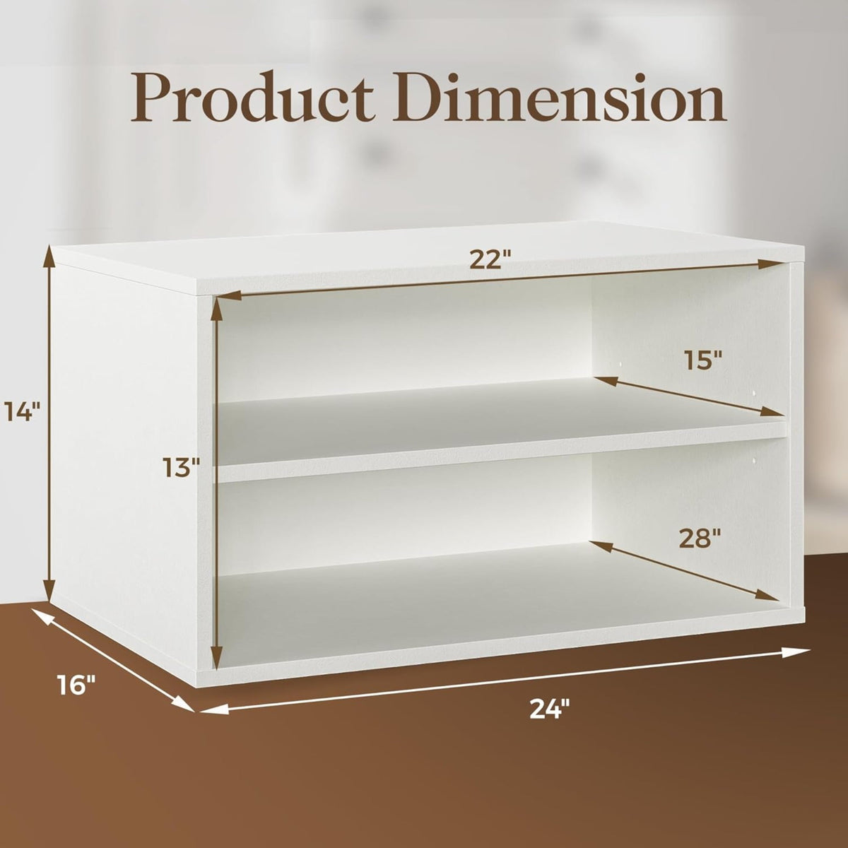 CozyHome Cube Storage Organizer, 2 Tiers Stackable Bookcase with Adjustable Shelf, White Single Cube Shelf, Modular Storage System, Wooden Display Shelf for Living Room, Bedroom, Apartment, Dorm