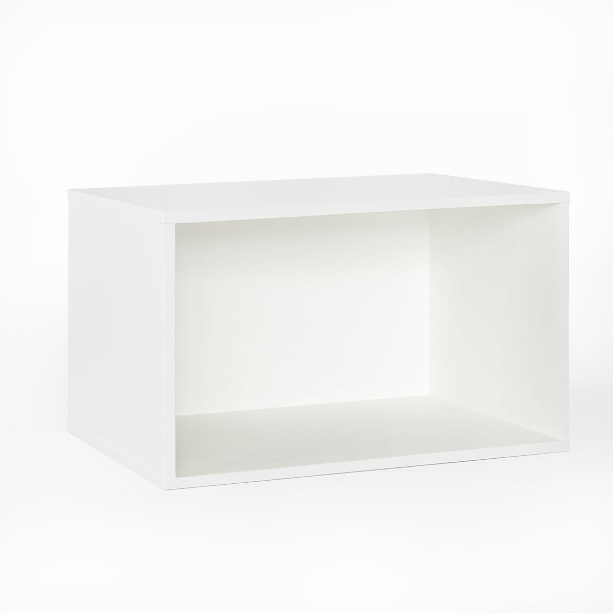 Superjoe Cube Storage Organizer, Stackable 24" Small Open Bookshelf, Single Cube Shelf, Modular Cubby Storage System, Wooden White Display Shelf for Living Room, Bedroom, Apartment, Dorm