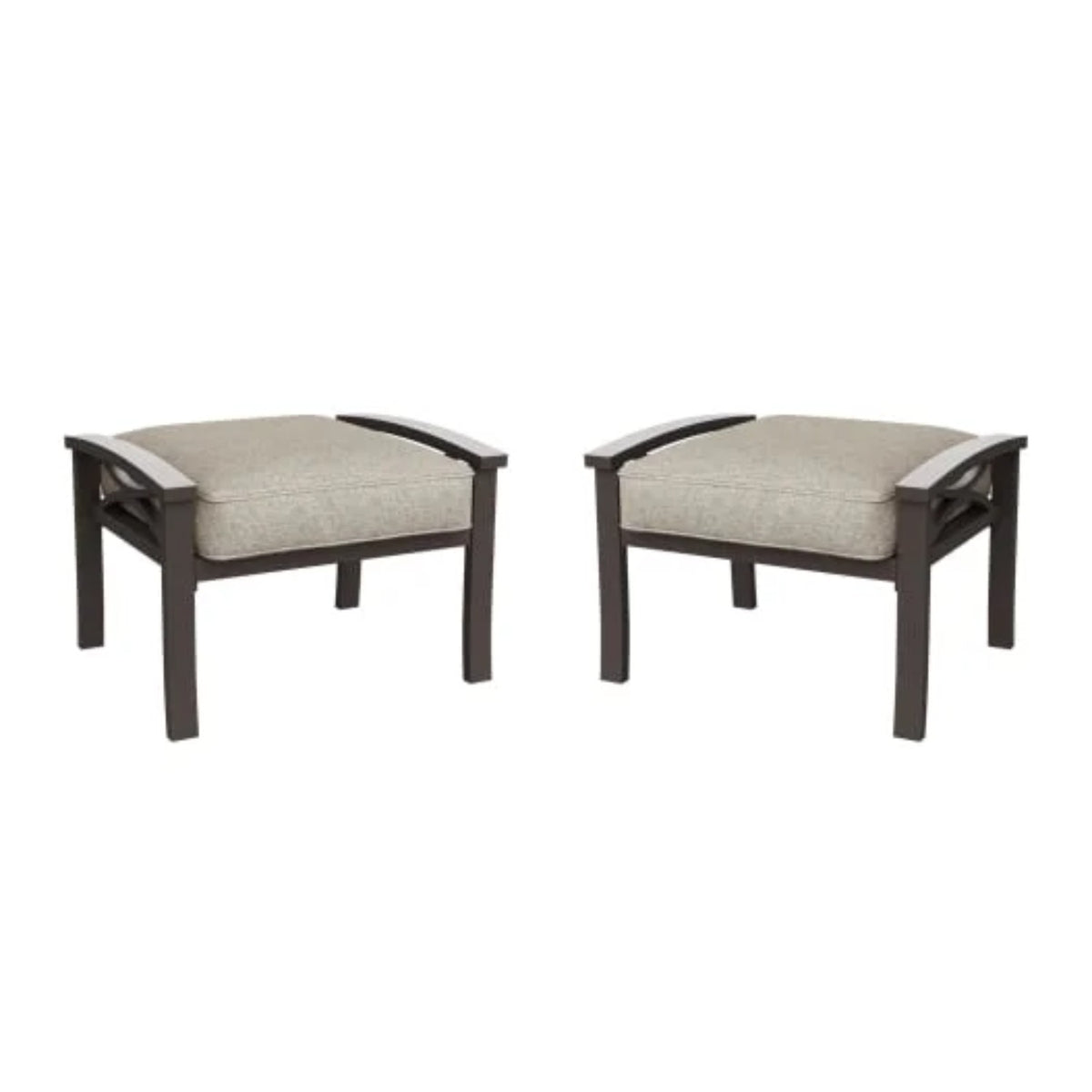 Royalcraft 2 Pieces Metal Outdoor Patio Ottoman Set, Outdoor Foot Stools with Thick Cushion, Small Seat Furniture for Porch Balcony Backyard