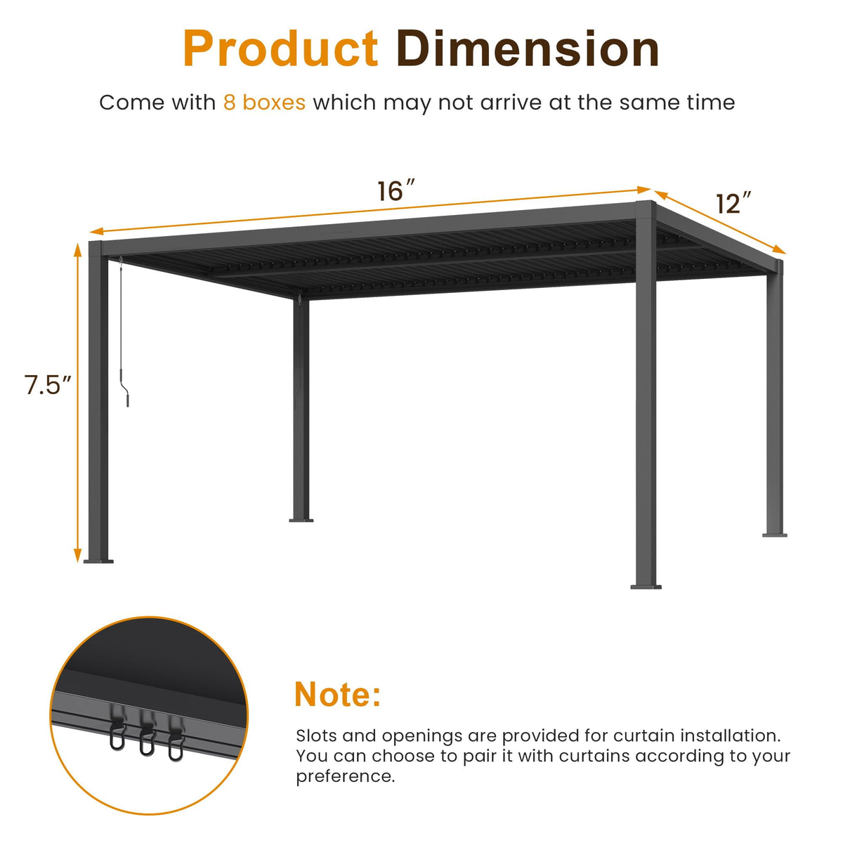 RoyalCraft 12'x16' Adjustable Louvered Pergola, Metal Hardtop Pergola with Adjustable Roof, Heavy-Duty Aluminum Outdoor Pergola for Patio, Deck, Garden, Yard, Black