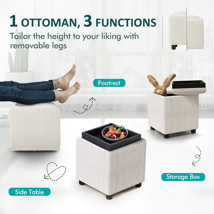 Royalcraft Swivel Accent Chair with Storage Ottoman, 360 Degree Swivel Barrel Chair with Footrest, Beige Velvet Upholstered Chair, Modern Swivel Round Chair for Living Room, Bedroom, Office