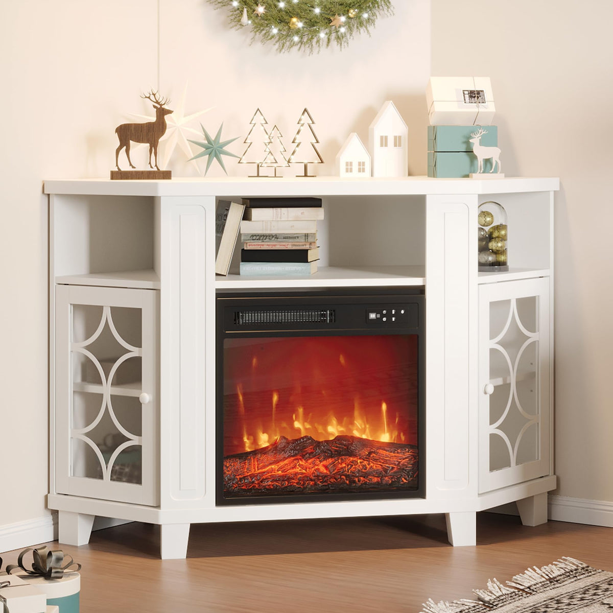 CozyHome 18'' Electric Fireplace Insert with Remote Control, Recessed Fireplace Heater with Adjustable Temperature & Flame Brightness, Small Heater with 8H Timer & Low Noise, 110V/1500W, Black