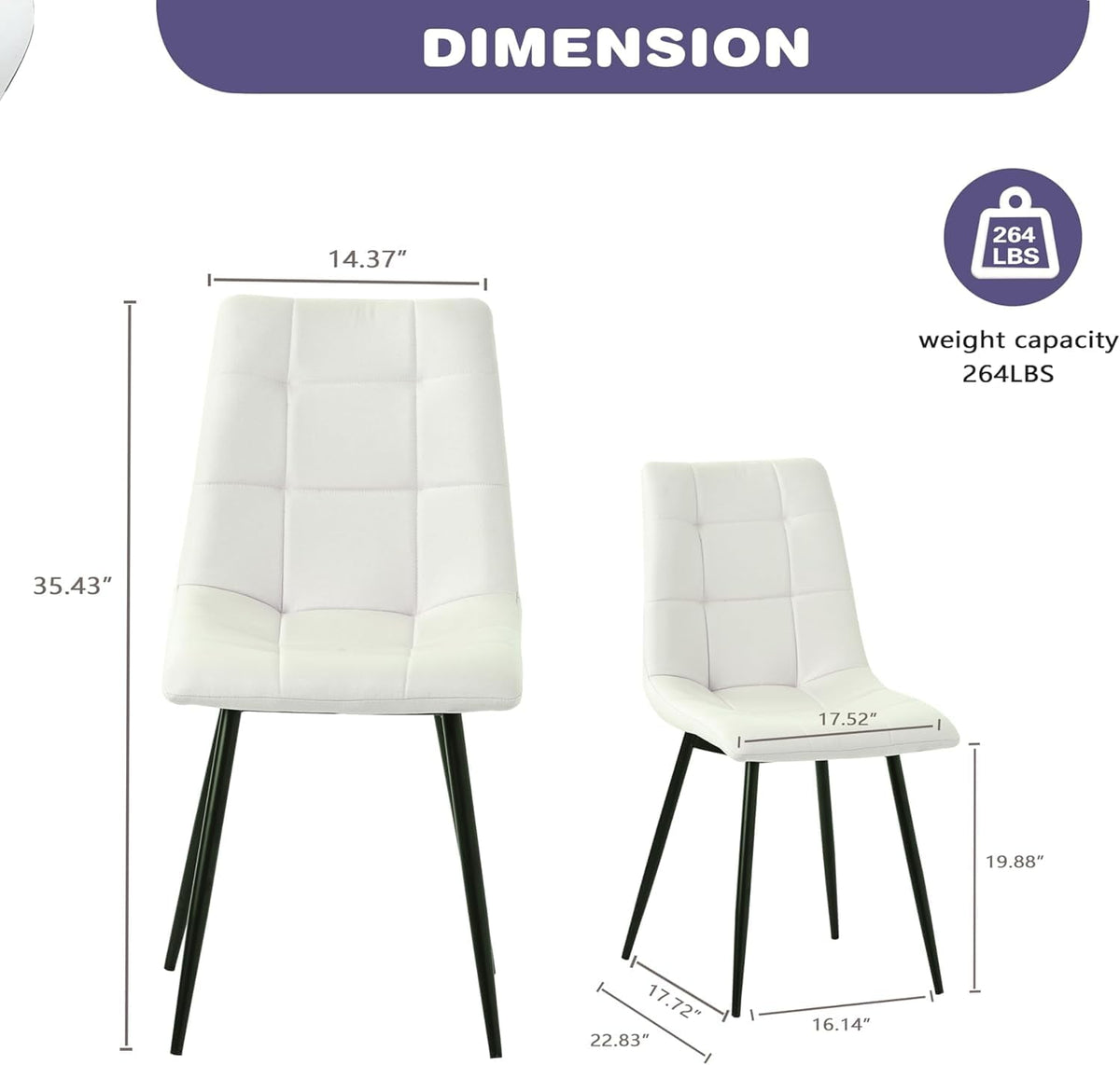 Royalcraft Modern Kitchen Chairs, Dining Chairs Set of 4, White Dining Chairs with Cushion Seat and Metal Legs for Living Room, Bedrooms, Kitchen, Beige